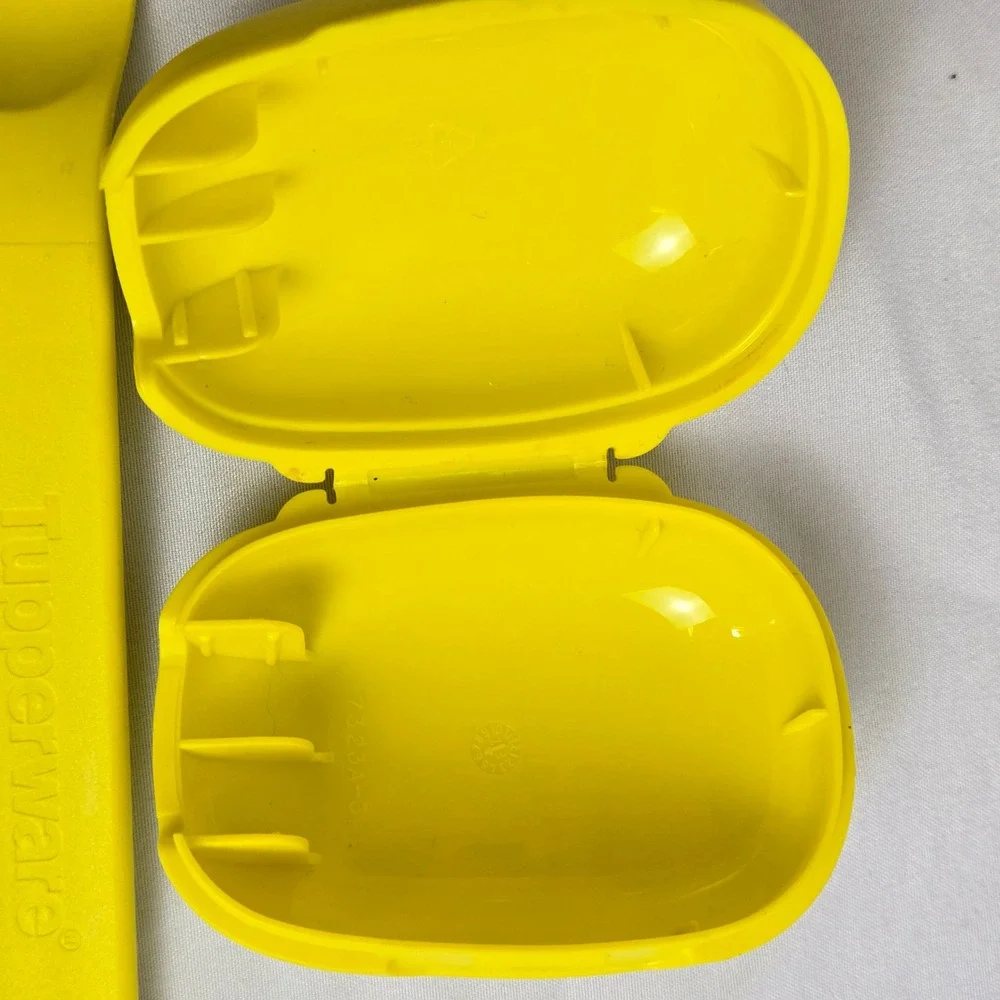 Tupperware On The Go Cutlery Set Plastic Fork Knife Carrying Case Yellow 7323A-3